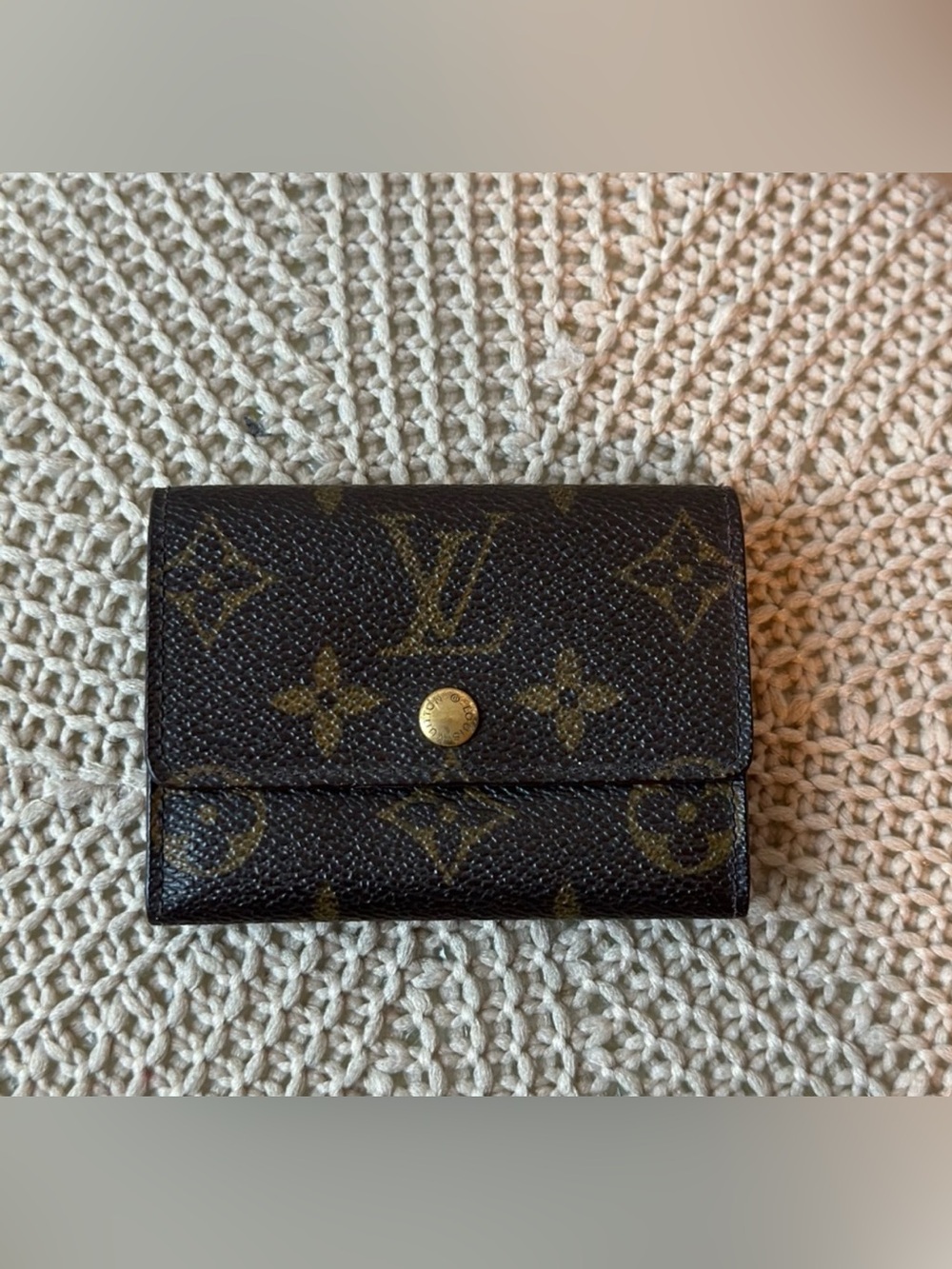 Vintage Louis Vuitton Monogram Coin & Card Wallet in Brown and Gold
